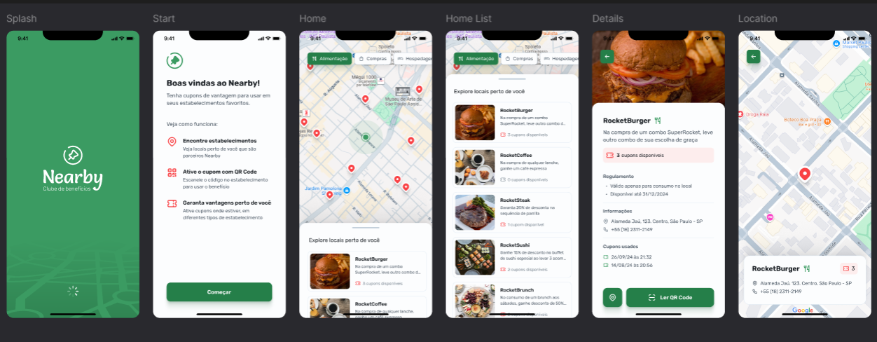 Screenshot of Nearby App mobile project