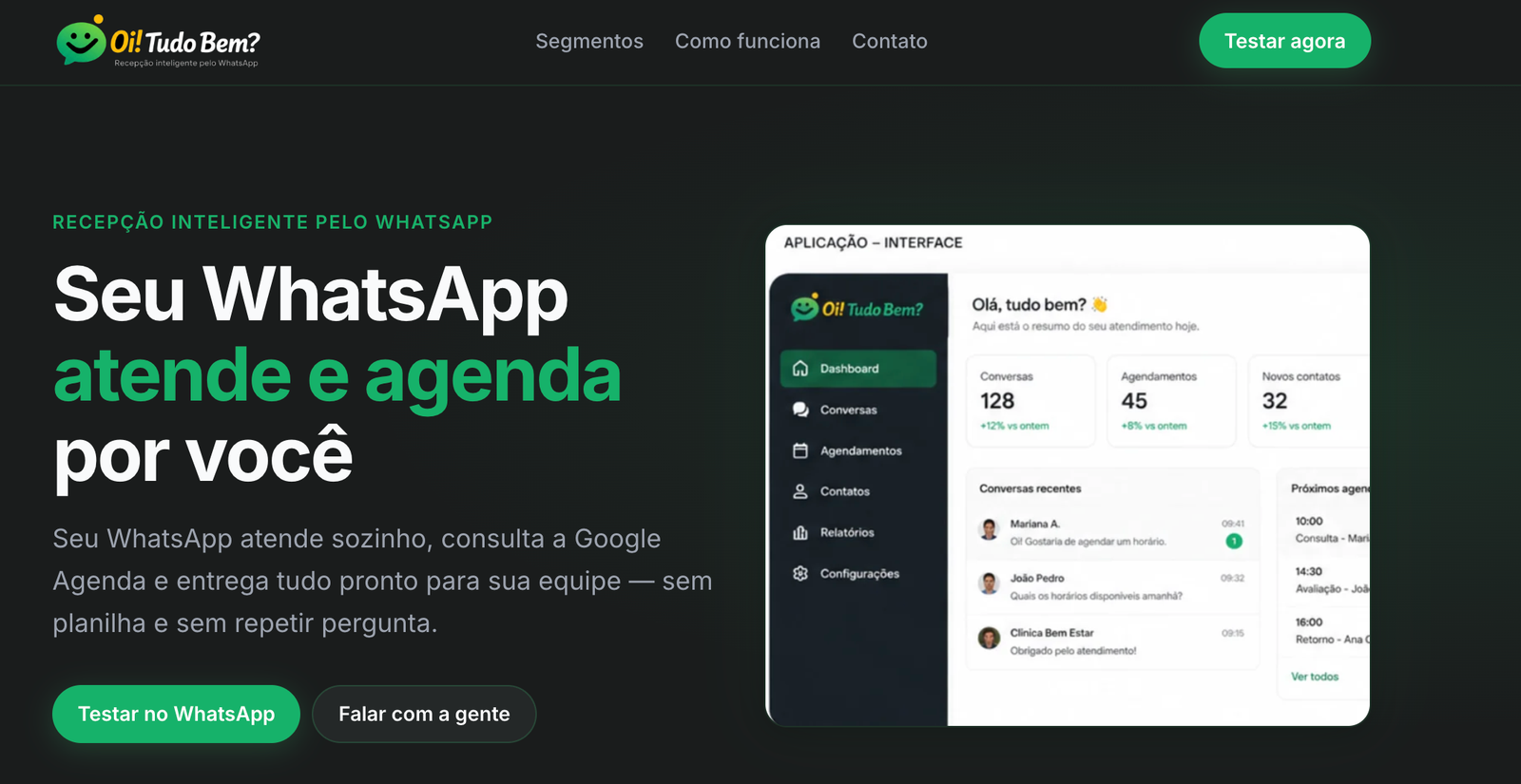 Oi! Tudo Bem? - recepção digital WhatsApp
